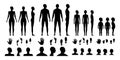 Male, female, gender neutral and a toddler human body silhouettes. Anonymous avatars of an adult's man and a woman Royalty Free Stock Photo