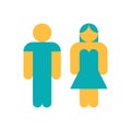 Male and female gender profile symbol. Toilet, restroom, washroom, lavatory, closet, WC, bathroom pictogram on isolated