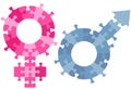 Male Female gender sex symbol Jigsaw puzzle pieces Royalty Free Stock Photo