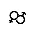 Male and female, gender, sex symbol or symbols of men and women icon flat on isolated white background. EPS 10 vector Royalty Free Stock Photo