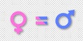 Male and female gender signs icons on transparent background. The concept of relationships and equality between men or boys and Royalty Free Stock Photo