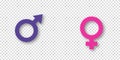 Male and female gender signs icons on transparent background. The concept of relationships and equality between men or boys and Royalty Free Stock Photo