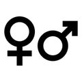 Male and female gender symbol. Simple black flat icon with on white background. Vector illustration