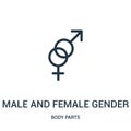 male and female gender symbols icon vector from body parts collection. Thin line male and female gender symbols outline icon Royalty Free Stock Photo