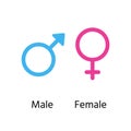Male and female gender symbols. Orientation signs. Vector illustration Royalty Free Stock Photo