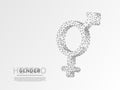 Male and female gender symbols. Wireframe digital 3d. Low poly heterosexuality Abstract Vector polygonal origami LGBT