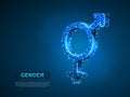 Male and female gender symbols. Wireframe digital 3d. Low poly heterosexuality Abstract Vector polygonal neon LGBT