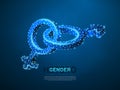 Male and female gender symbols. Wireframe digital 3d. Low poly, men and women hetero-sexuality Abstract Vector neon LGBT