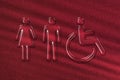 Male, Female, Handicap toilet sign, restroom sign