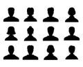 Male and female head silhouettes avatar, profile icons, people portraits. Black silhouette photo user person