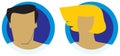 Male and female heads icons