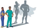 Indian Nurse Superheroes Shadow