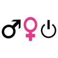 Male Female Homosexual symbols.Male and female symbols. Vector illustrations. Black-and-white contour. Combinations. Royalty Free Stock Photo