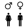 Male and female icon, symbol set. Website design vector illustration isolated on white background