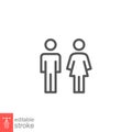 male and female icon, toilet, woman, people, sign, outline style Royalty Free Stock Photo