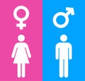 Male and Female Icons With Blue And Pink Background. Gender Symbol Vector Illustration Royalty Free Stock Photo