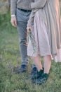 Male and female legs in boots Royalty Free Stock Photo