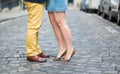 Male and female legs during a date Royalty Free Stock Photo