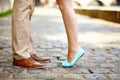 Male and female legs during a date Royalty Free Stock Photo