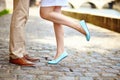 Male and female legs during a date Royalty Free Stock Photo