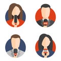 Male and female newsreader avatar vector icons on white background Royalty Free Stock Photo