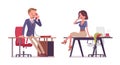 Male and female office secretary phone talking Royalty Free Stock Photo