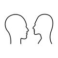 Male and female outline face profile silhouette vector icon in a glyph pictogra Royalty Free Stock Photo