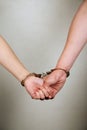 Male and female prisoner holding hands