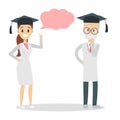 Male and female professor character in the uniform Royalty Free Stock Photo