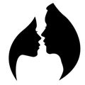 Male and female profile silhouette Royalty Free Stock Photo