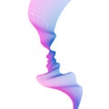 Male and female profile. Kiss loving couple silhouettes