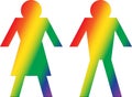 Male and Female rainbow signs