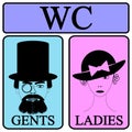 Male and female restroom symbol icons