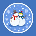 Snowman Winter Characters and Snowing Weather