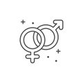 Male and female sex line outline icon Royalty Free Stock Photo