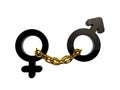 Male and female sex symbols chained Royalty Free Stock Photo