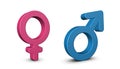 Male And Female Sex Symbols - 3D Illustration - Isolated On White Background Royalty Free Stock Photo