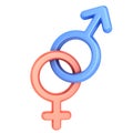 Male and female sex symbols, isolated over white background Royalty Free Stock Photo