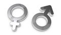 Male And Female Sex Symbols - Silver Metallic 3D Illustrations - Isolated On White Background