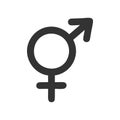 Male and female 2 in 1 sign. Bigender, intersex, androgynous, hermaphrodite symbol isolated on white background. Vector