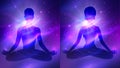 Male and female silhouettes on outer space background Royalty Free Stock Photo