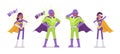 Male and female super hero in bright costume posing Royalty Free Stock Photo