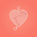 Male Female symbol and Heart Labyrinth maze. Find the way in the heart. Find your love. Happy Valentine`s day card. Vector
