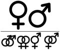 Male and female symbols.