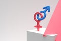 Male and female symbols combination 3D rendering Design Royalty Free Stock Photo