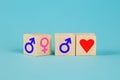 Male and female symbols. Pink and blue female and male signs. Gender equality conceptual image, the meaning of sex and Royalty Free Stock Photo