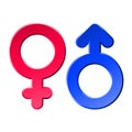 Male and female symbols. Set of two bright gender icons. Royalty Free Stock Photo