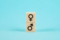 Male and female symbols. Female and male signs. Gender concept. Wooden blocks with male and female symbols.Gender Royalty Free Stock Photo