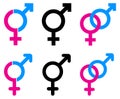 Male and female sex symbols