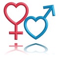 Male and female symbols stylized as heart shape